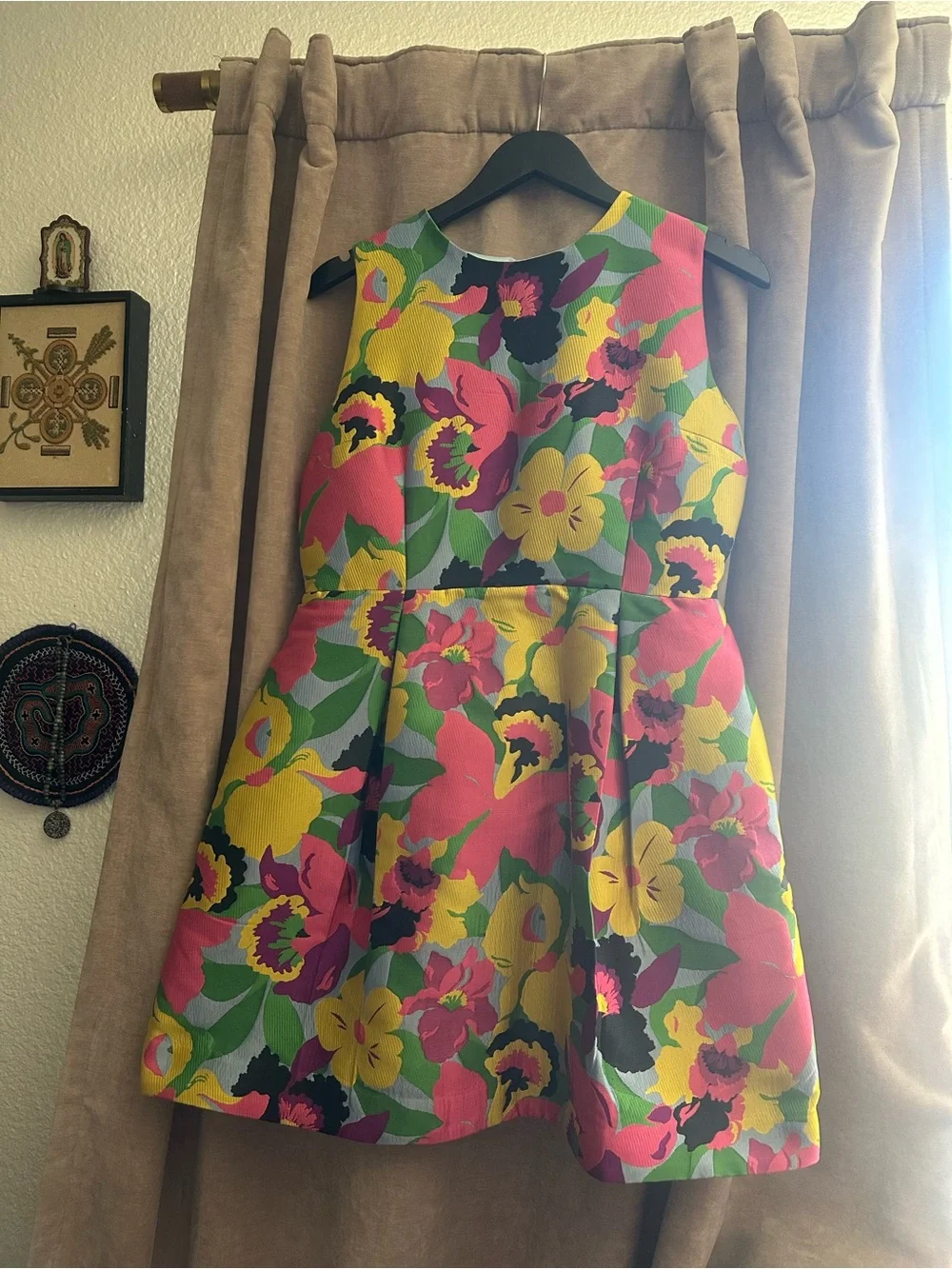 kate spade Floral Mini Dress in Pink, Yellow, Green